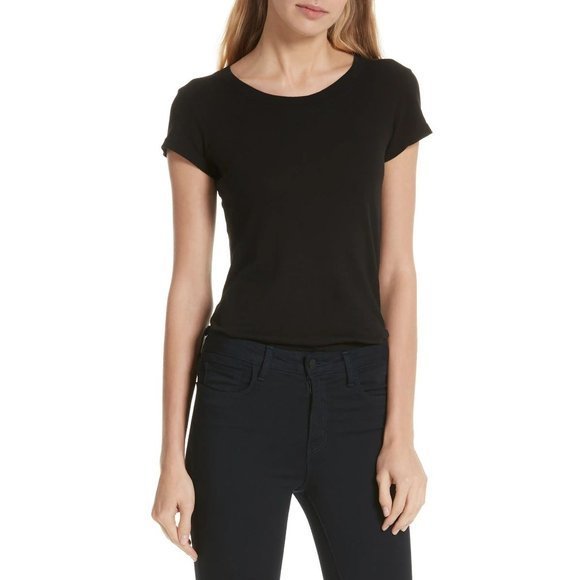 L'AGENCE Cory Round Neck Tee in Black - Size Small - Picture 1 of 6